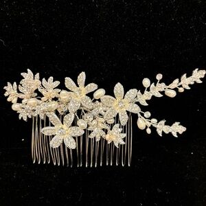 Symphony Bridal Rhinestone and Pearl Floral Hair Comb